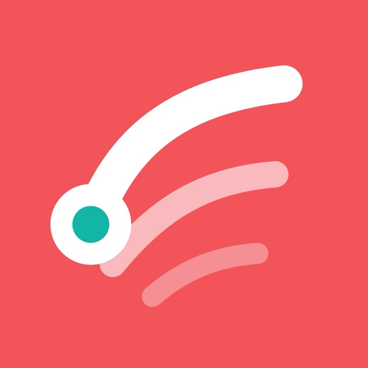 Anatomy Blitz app icon: a white muscle line ending in a teal attachment point on coral.